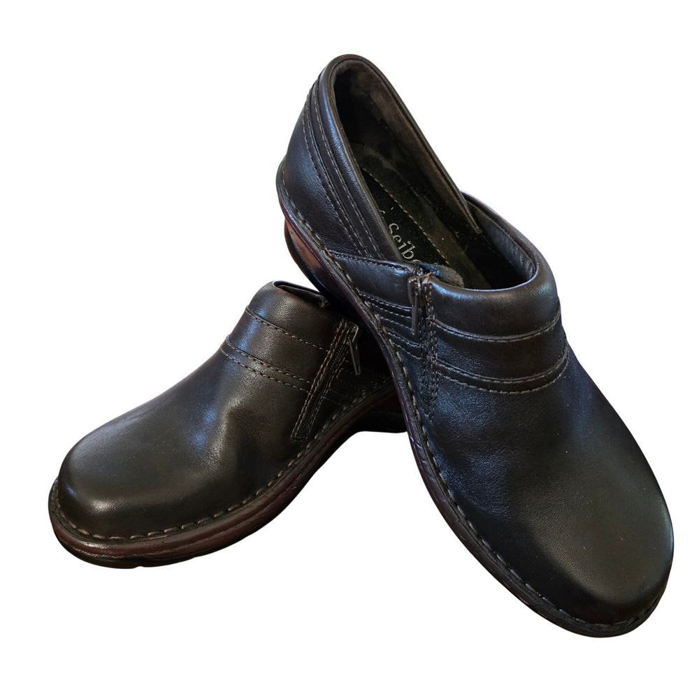 Josef Seibel NIB Boho Chic Womens Leather‎ Clogs Side Zip Comfort Wedge Size 39